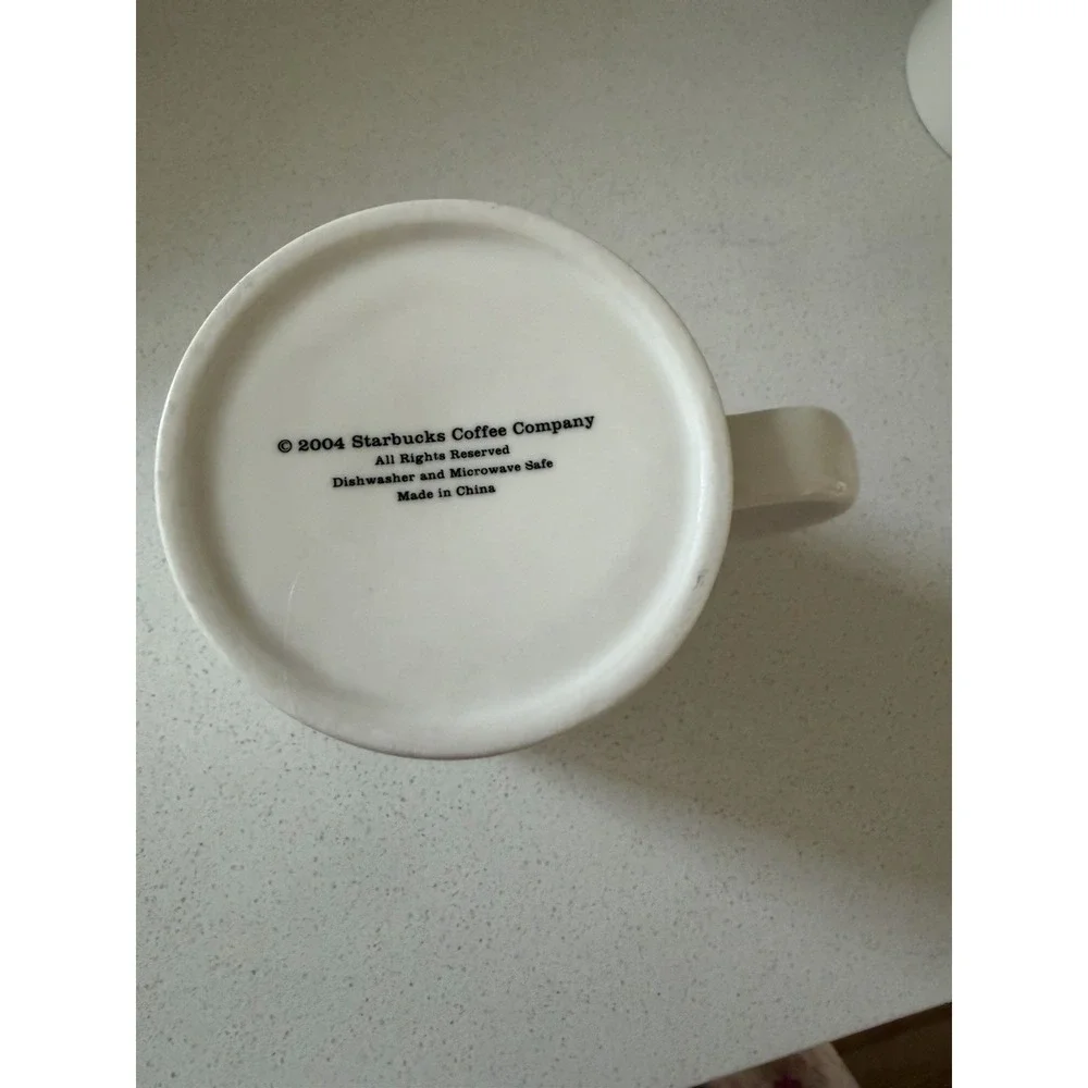 2004 Starbucks Coffee Mug Mermaid Green White Black Logo Coffee 10oz - Set Of 3